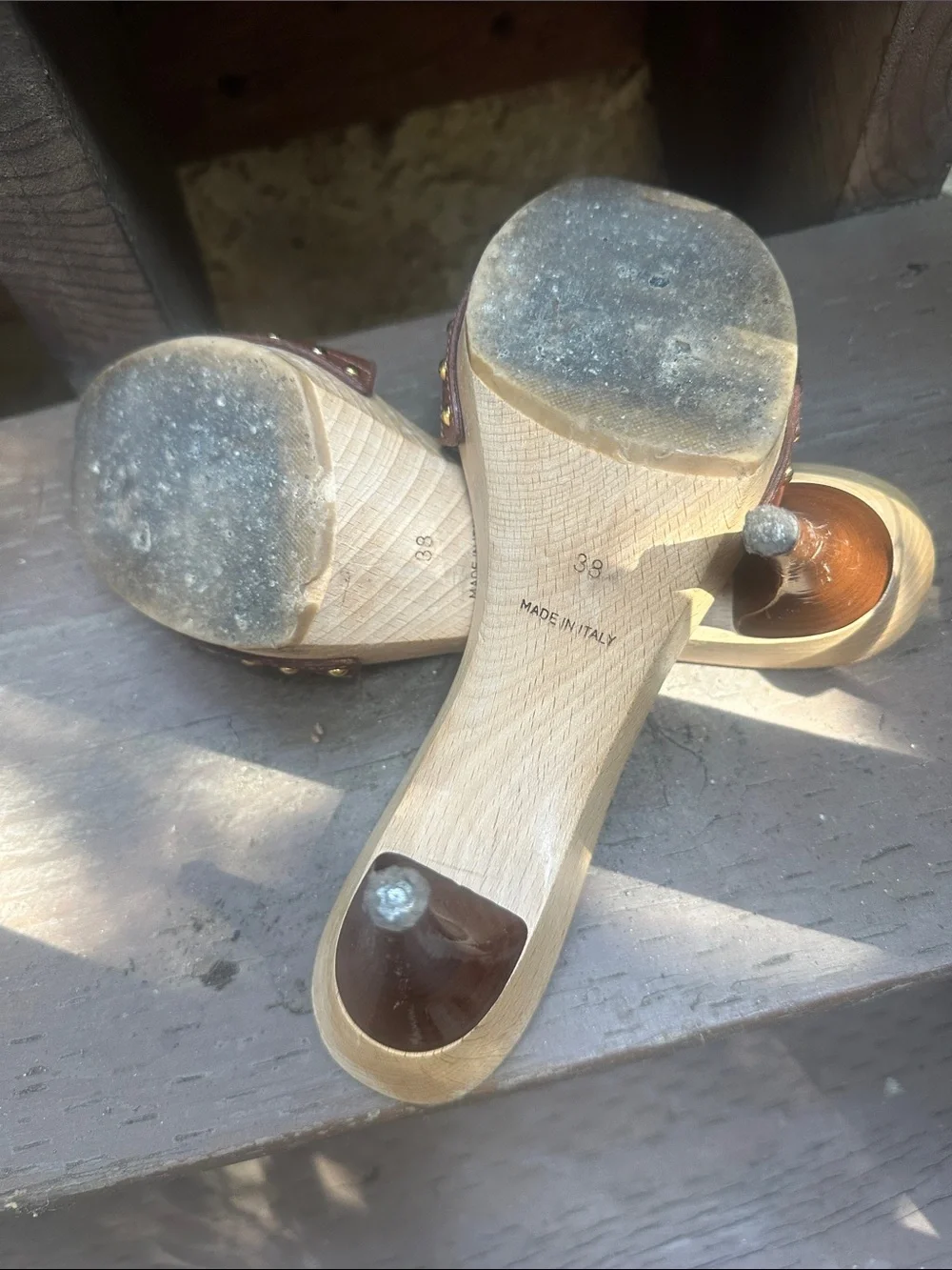 Louis Vuitton Brown Leather and Wooden High Heel Sandals